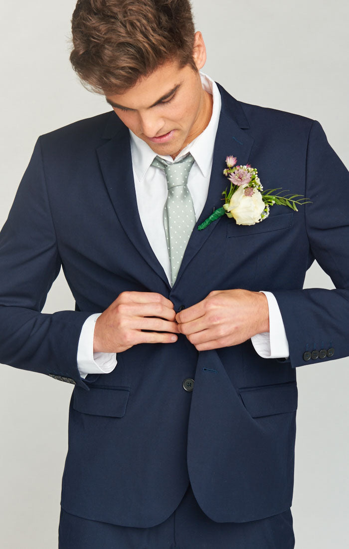 Nico Neck Tie ~ Silver Sage Dot