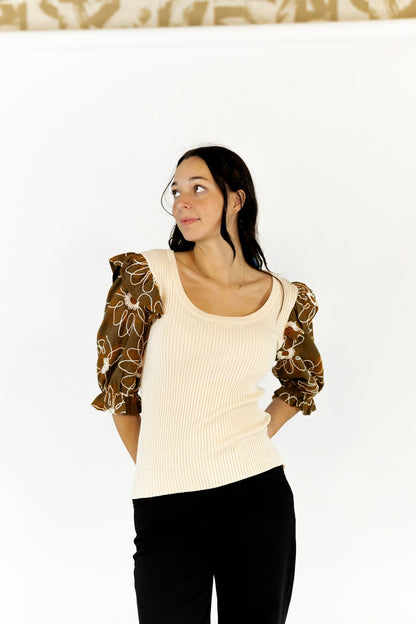 Hailey Embroidered Sleeve Top
