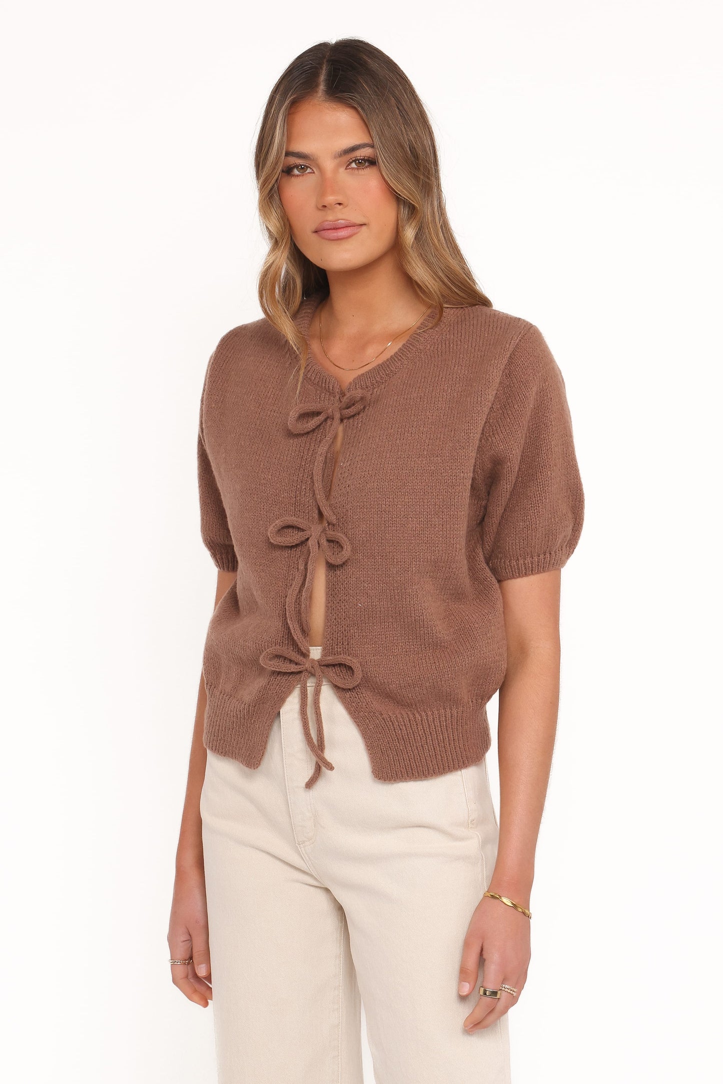 Koskie Tie Knit Top - Chocolate